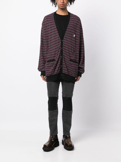 UNDERCOVER striped cotton cardigan outlook
