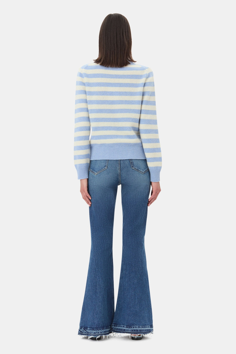 BLUE STRIPED GRAPHIC CAT SWEATER 5