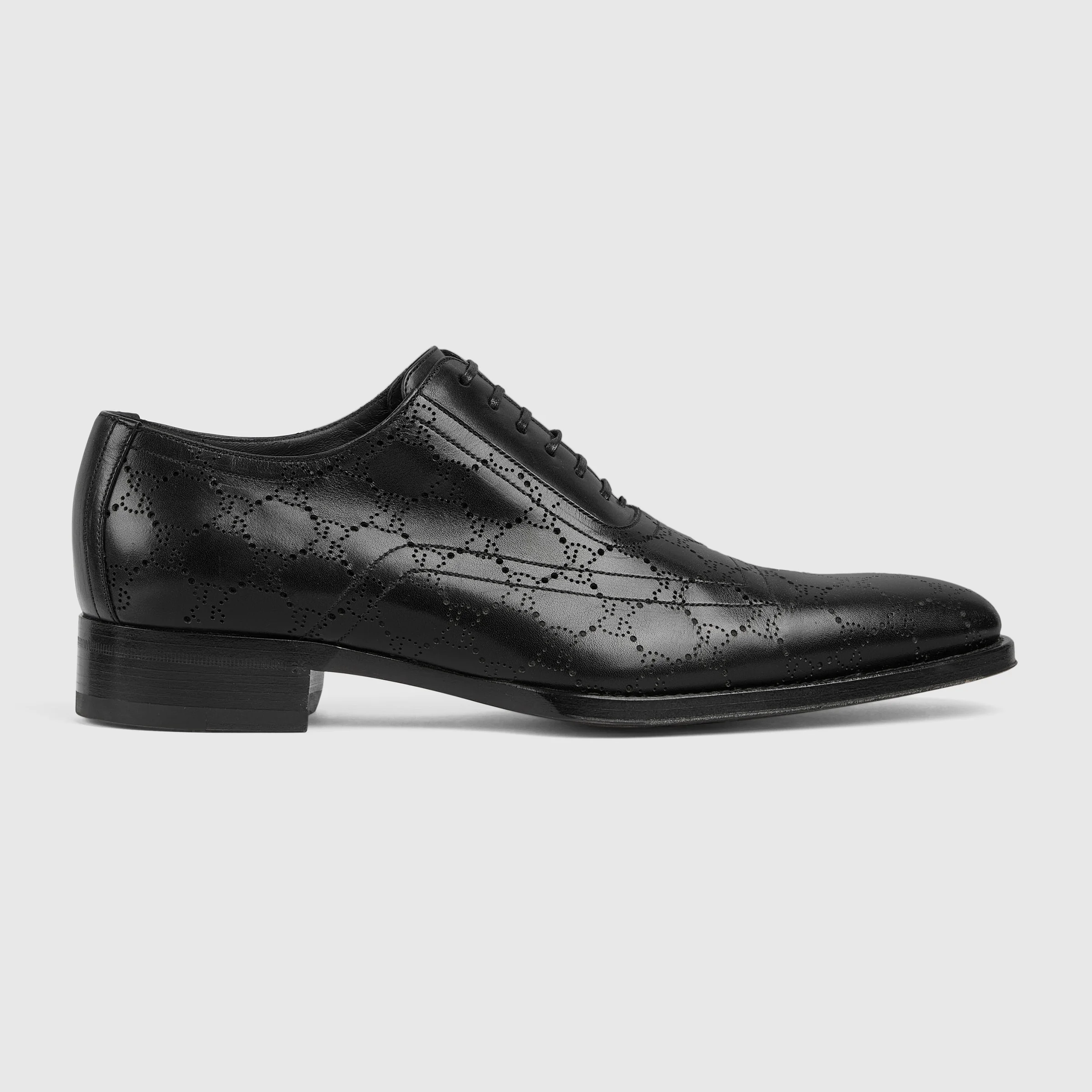 gucci men's lace up dress shoes GUCCI Men's Lace-up Shoe With Tonal Logo, Black, Leather