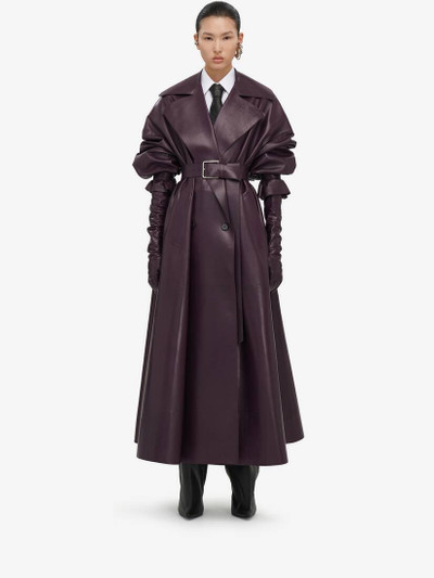 Alexander McQueen Women's Cocoon Sleeve Leather Trench Coat in Night Shade outlook