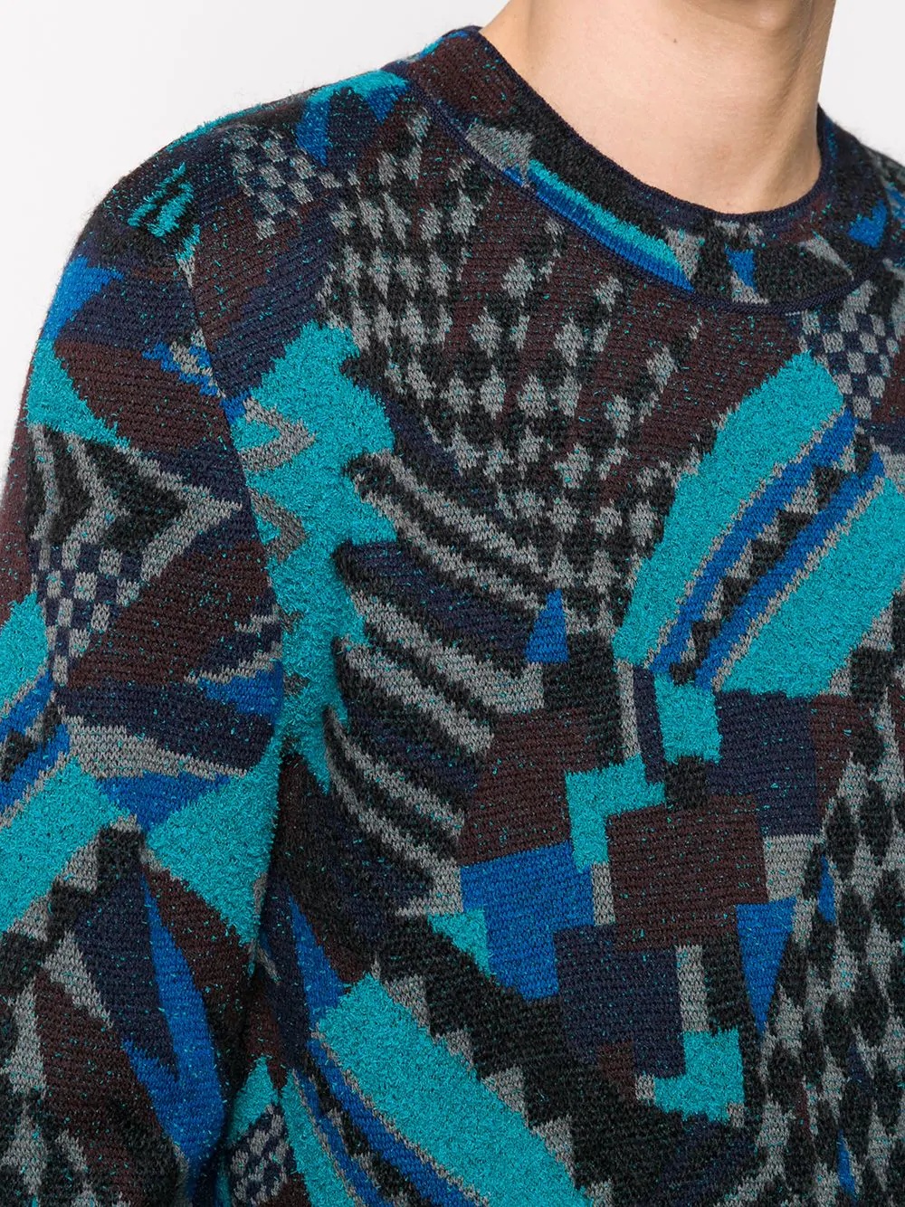 abstract-pattern crew neck jumper - 5