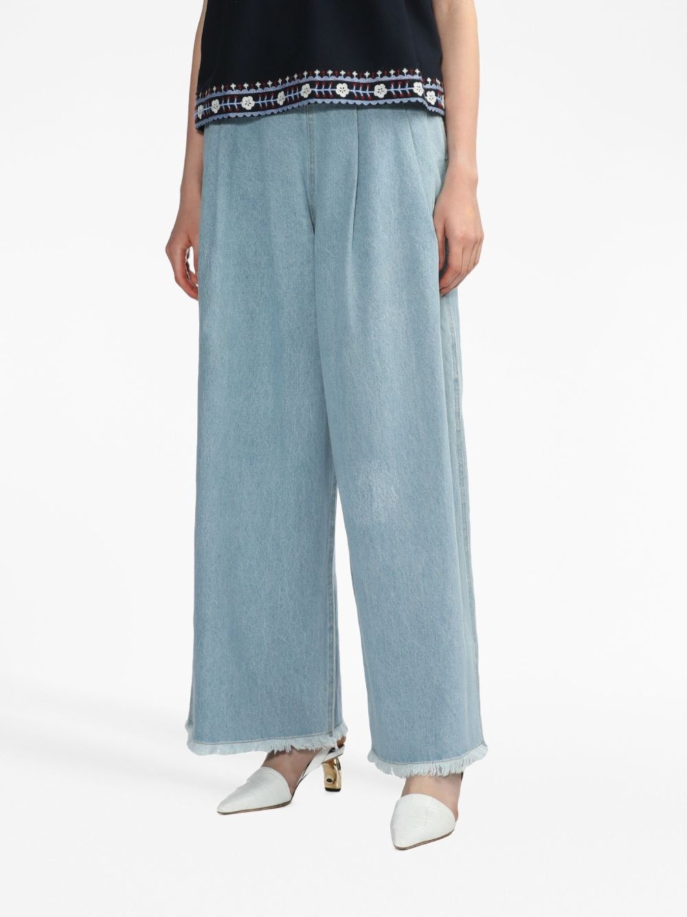 pleat-detail wide-leg jeans - 3