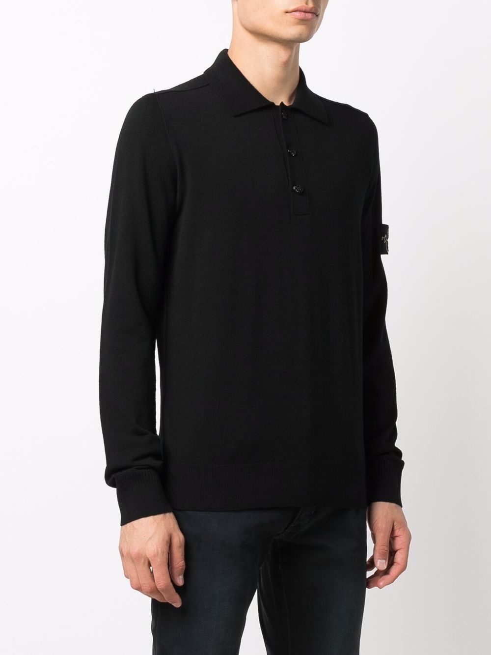 Compass long-sleeve knit polo shirt - 3