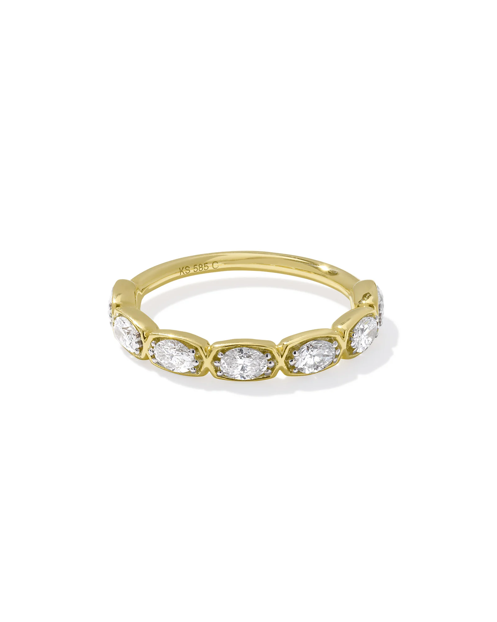 0.7 ct Lab Grown White Diamond Marisa Oval Band Ring in 14k Yellow Gold - 1