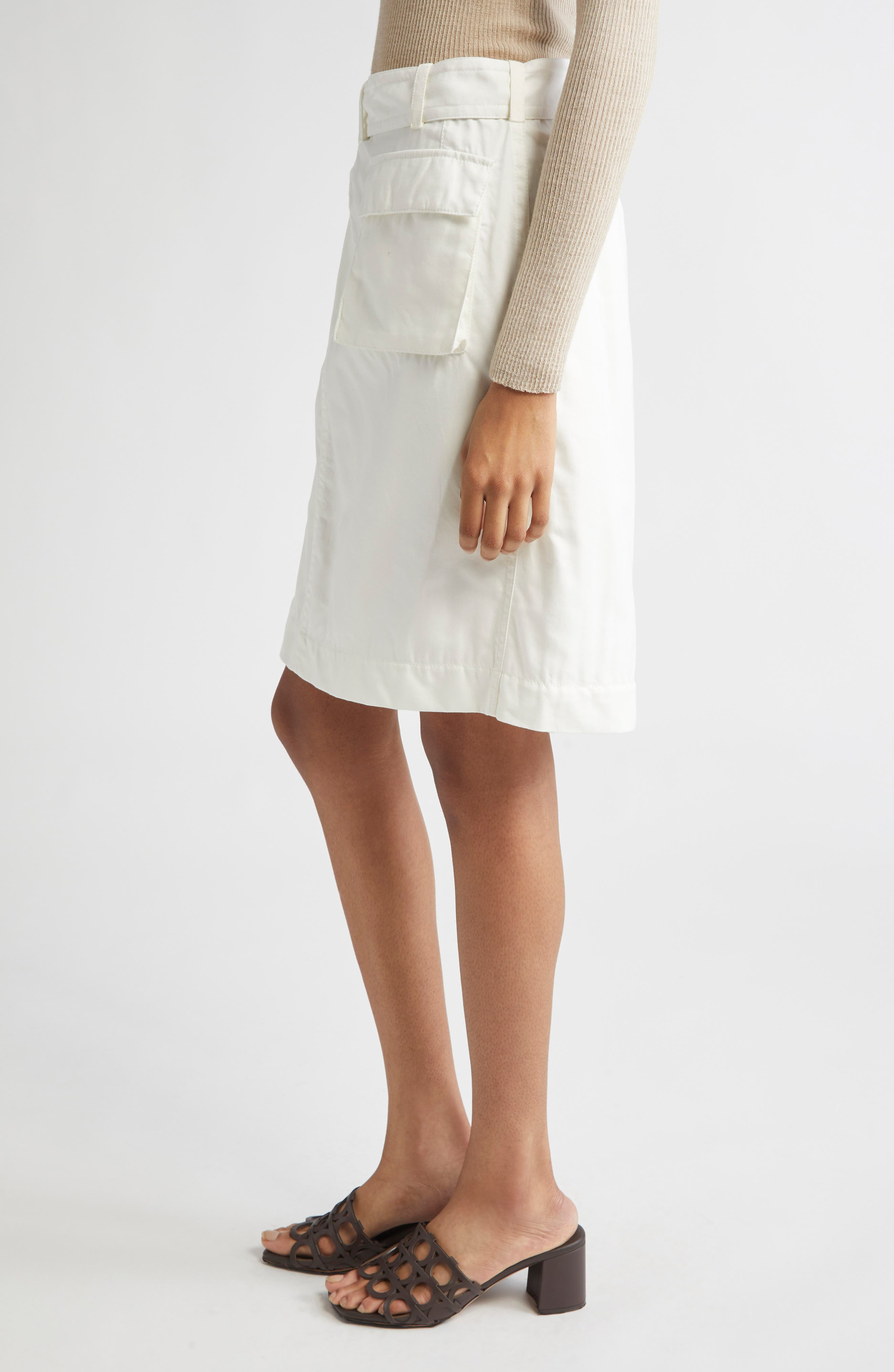 FERRAGAMO Belted Washed Twill Wrap Skirt in Mascarpone at Nordstrom - 3