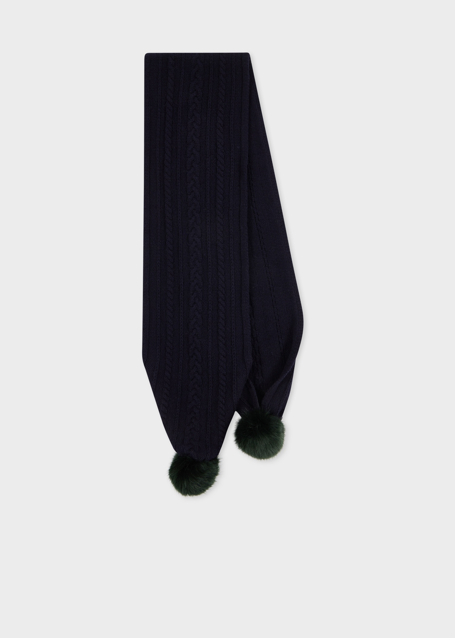 Women's Cable Knit Pom Pom Scarf - 1