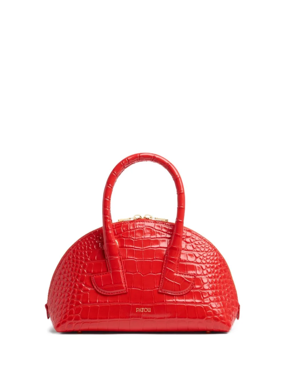 Le Patou Bowling crocodile-embossed half-moon bag - 1