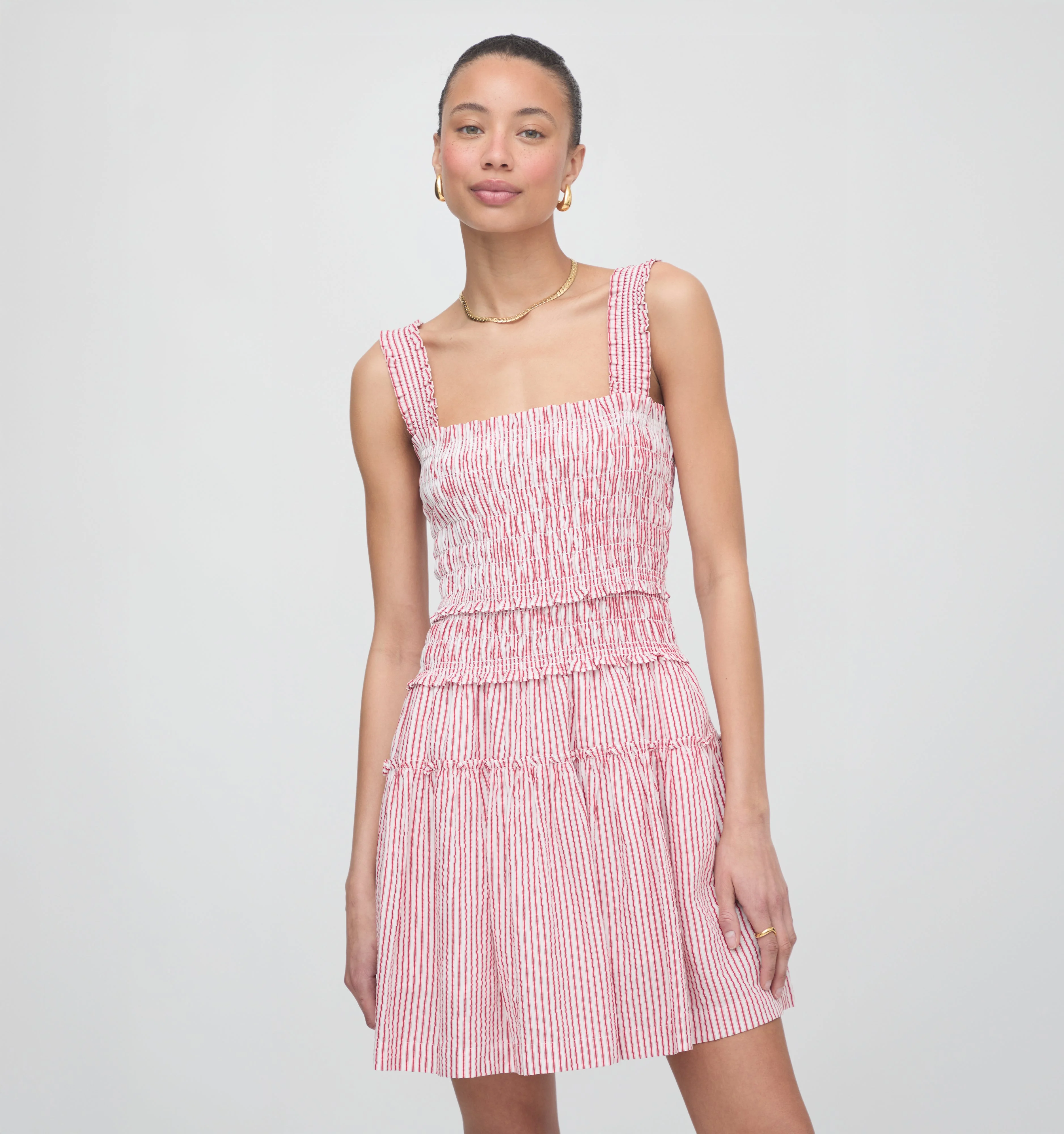 The Azalea Mini Nap Dress - Red Ticking Stripe - 1
