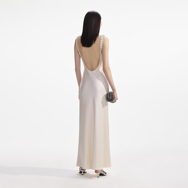 self-portrait Cream Satin Diamante Bralette Maxi Dress - PF24-095XA-C |  REVERSIBLE