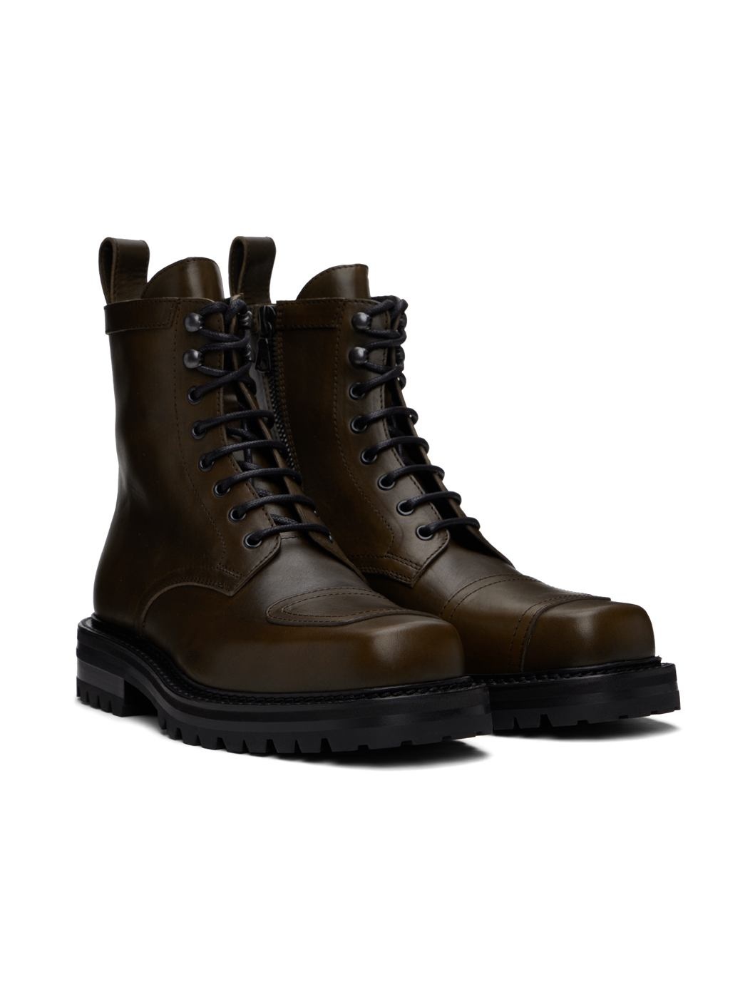 Khaki Lace-up Boots - 4