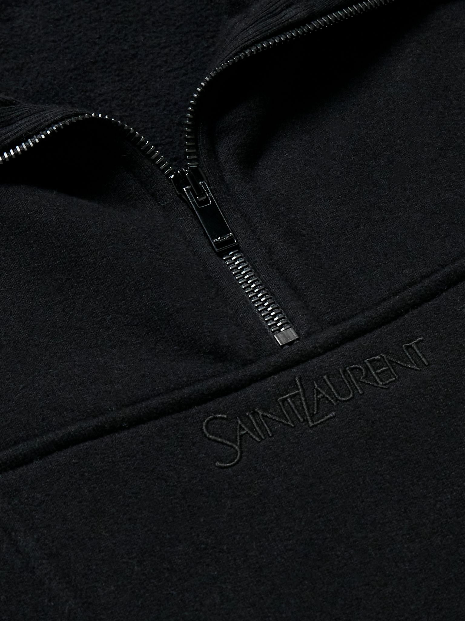 Logo-Embroidered Cotton-Jersey Half-Zip Sweatshirt Black - 4