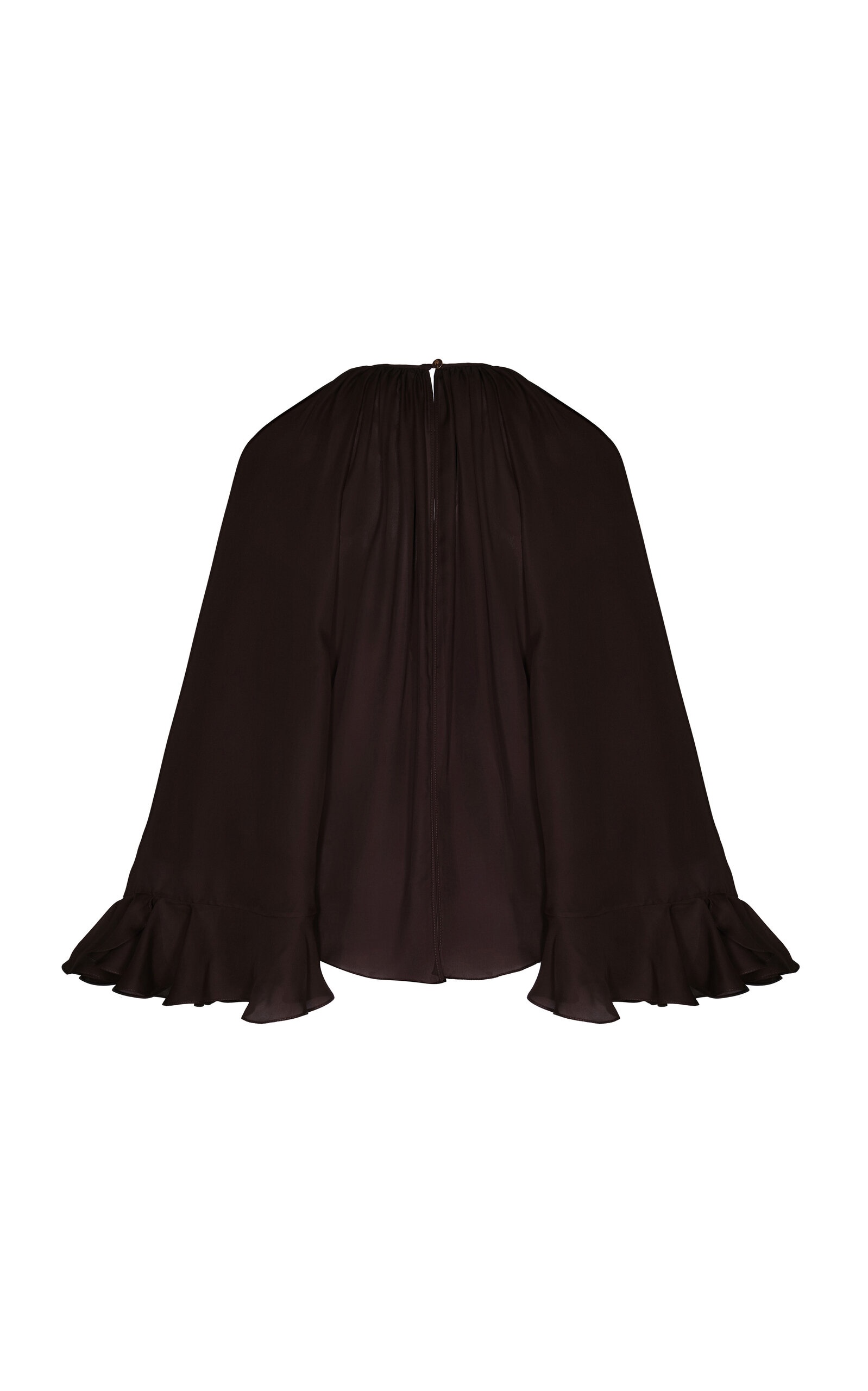 La Bohemia Gathered Silk Blouson Top brown - 4