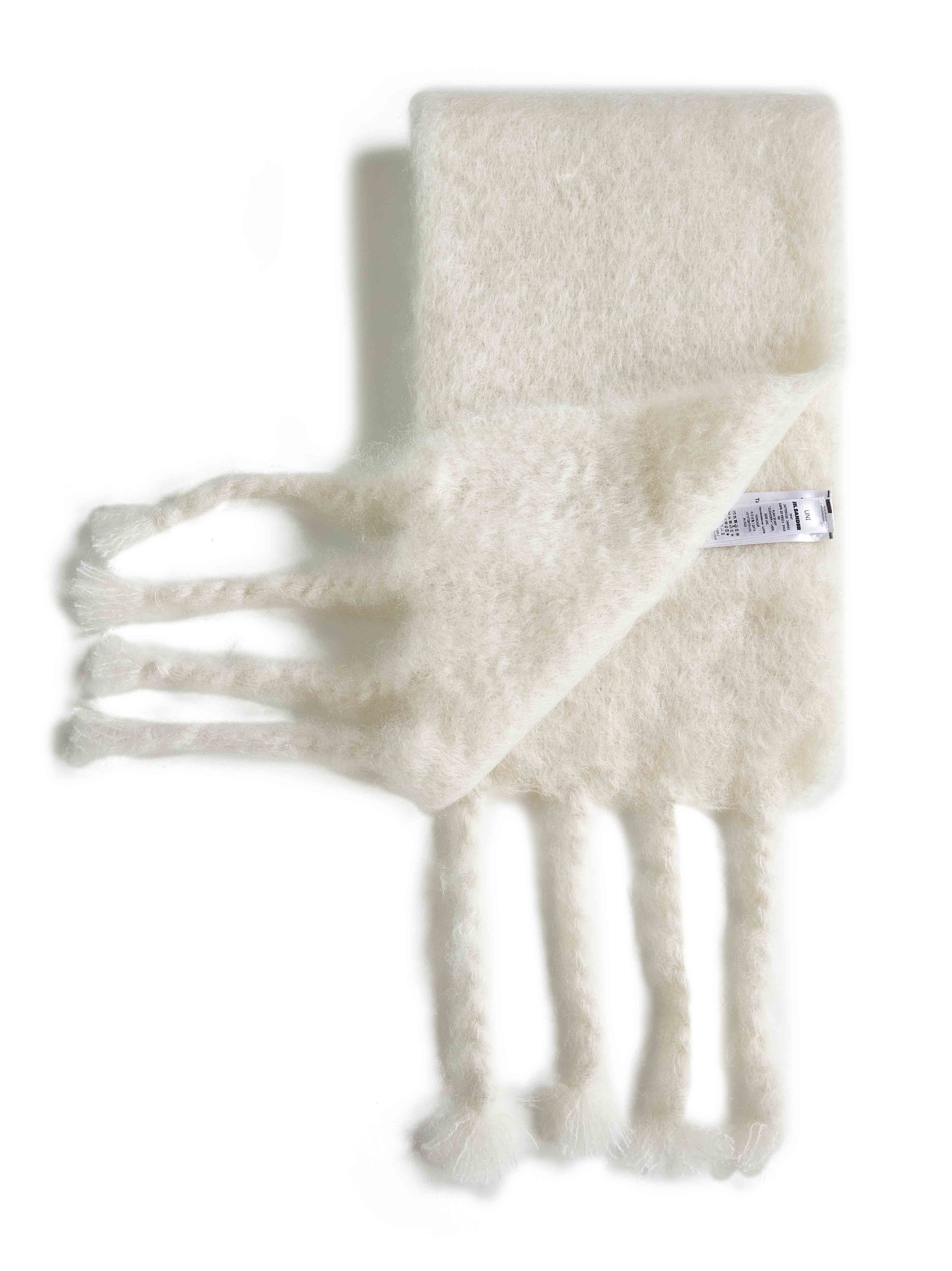 Jil Sander Men Ivory Mohair And Wool Blend Scarf - 2