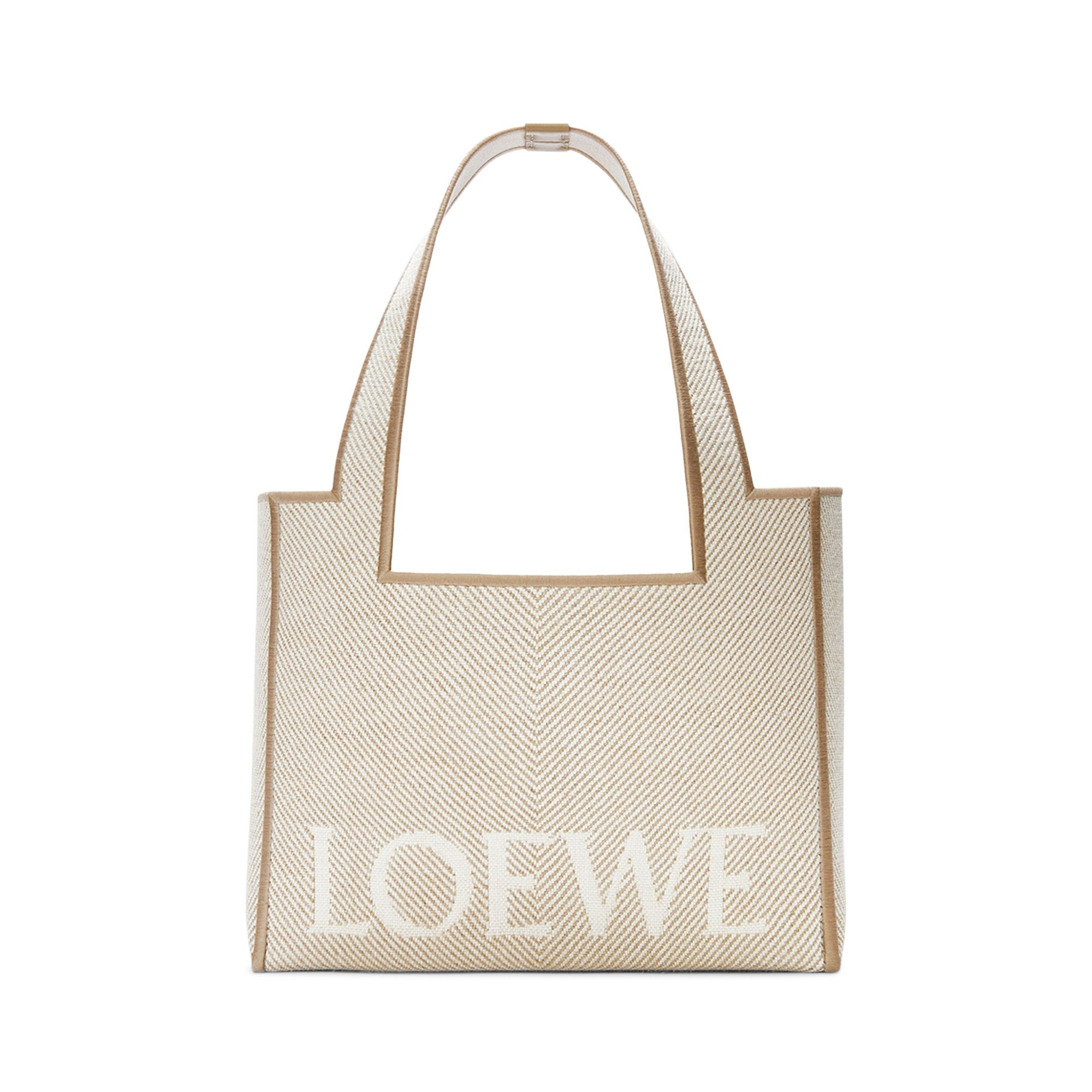 Loewe Font Large Canvas Tote Bag 'Ecru' - 1