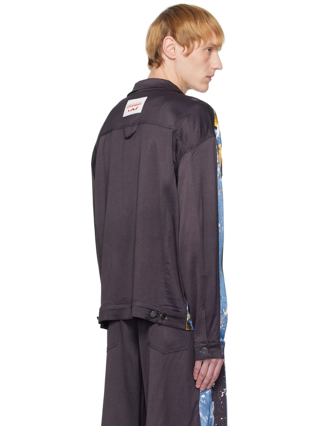 Navy & Blue Silky Oversized 'Denim' Jacket - 3