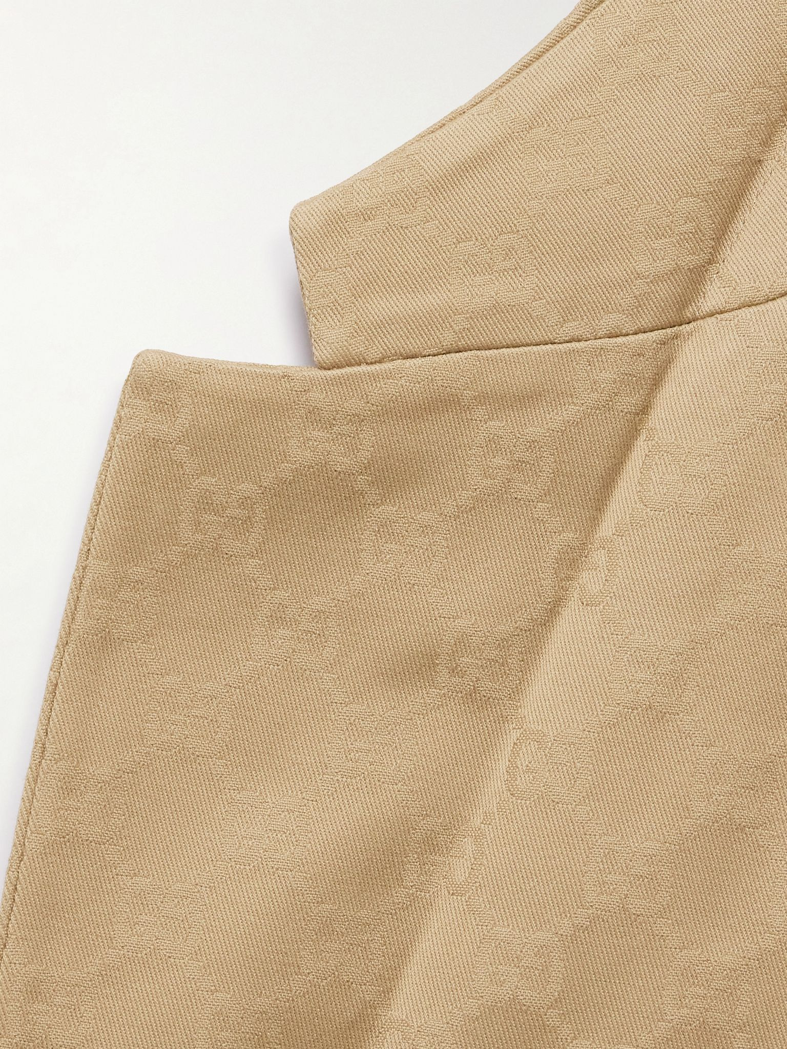 Marcello Slim-Fit Logo-Jacquard Cotton-Twill Blazer Beige - 5
