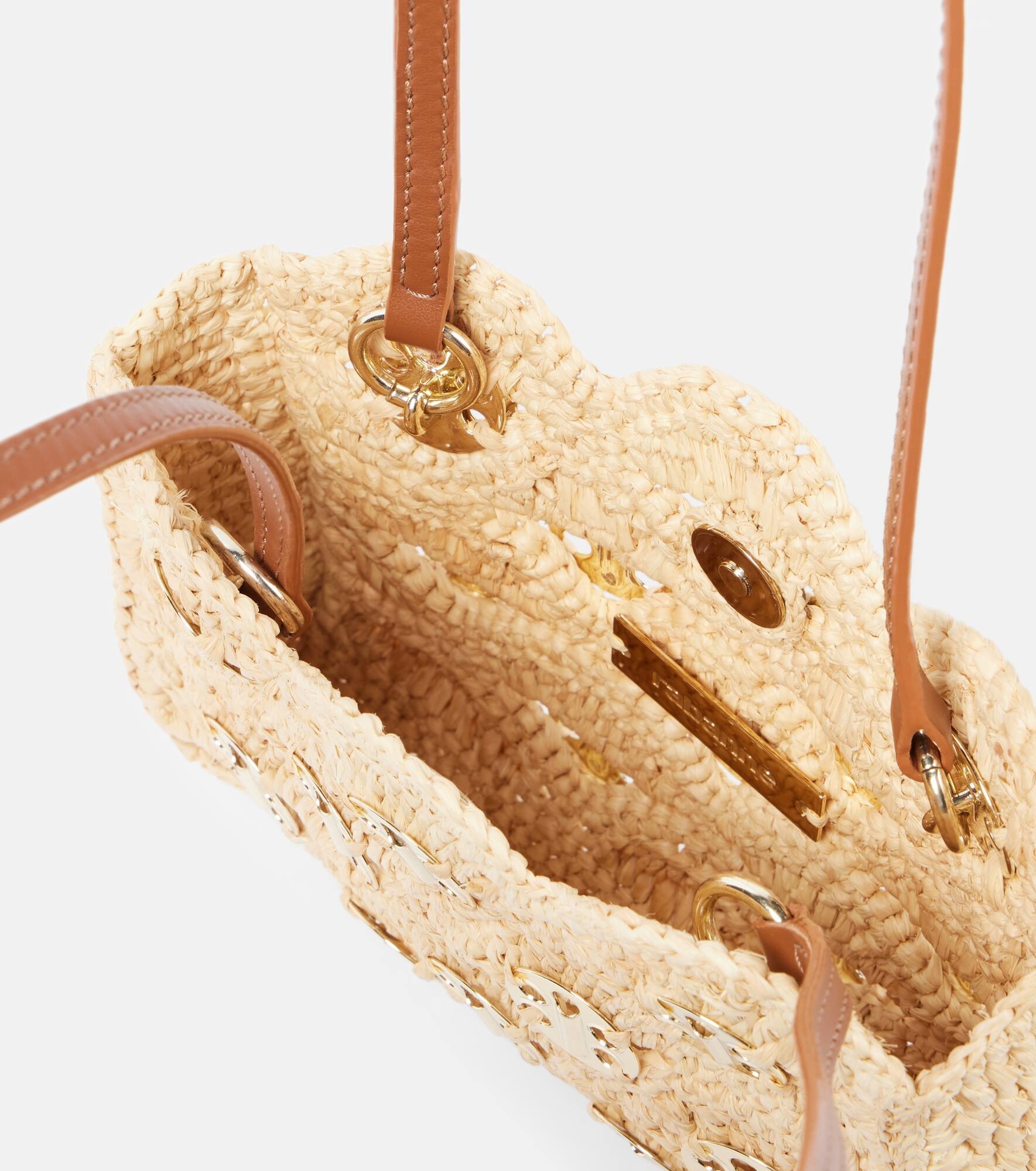 Nano leather-trimmed raffia shoulder bag - 3