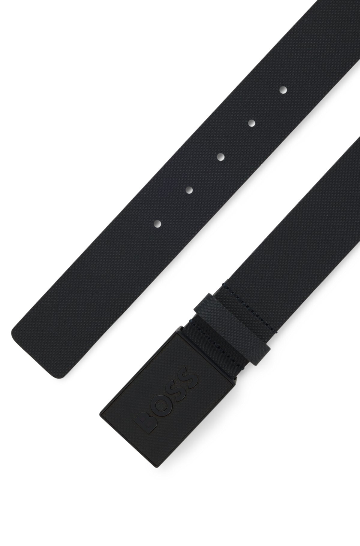 EMBOSSED BELT IN ITALIAN LEATHER WITH PLAQUE BUCKLE - 3