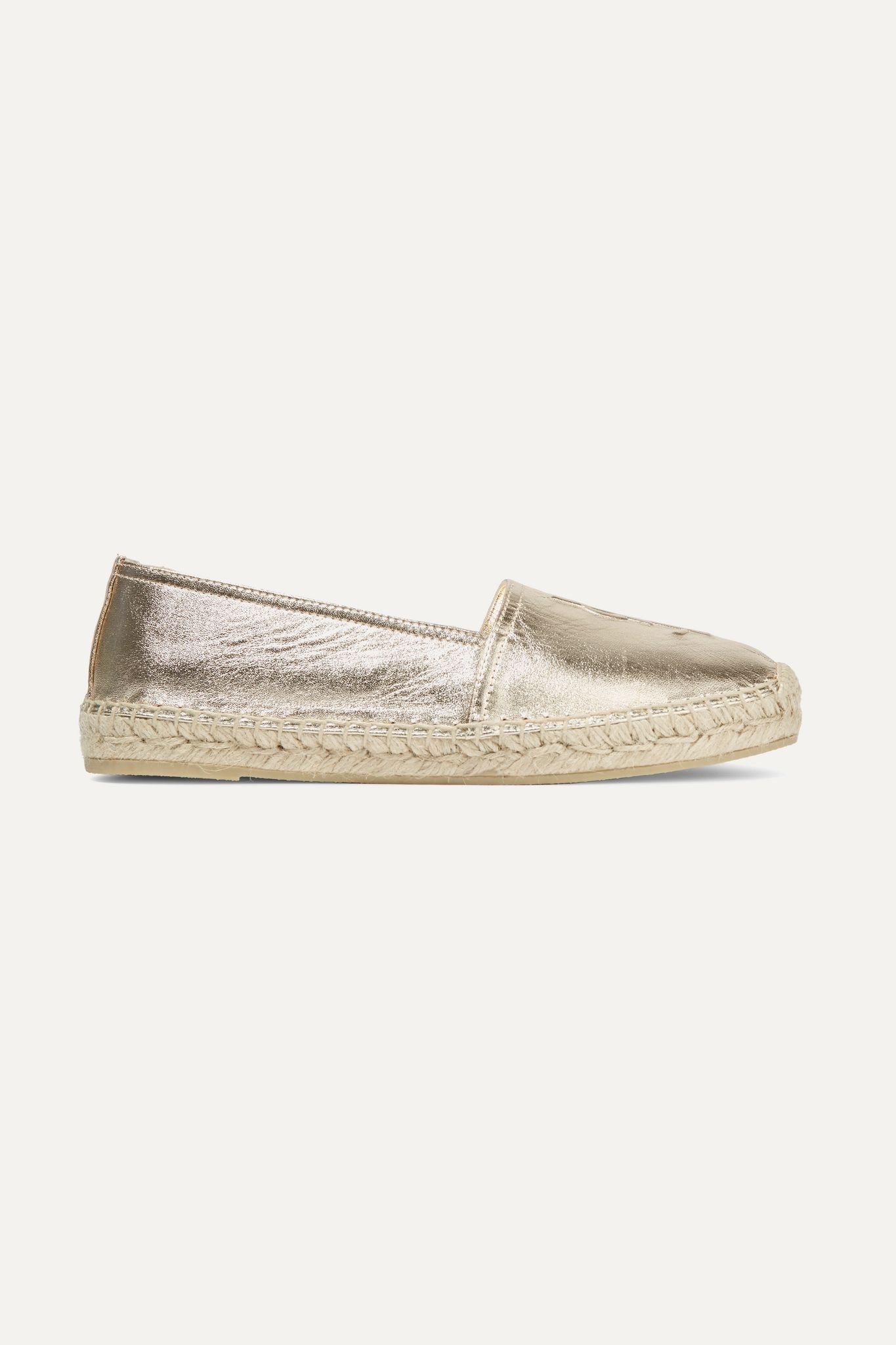 Logo-embossed metallic leather espadrilles - 1