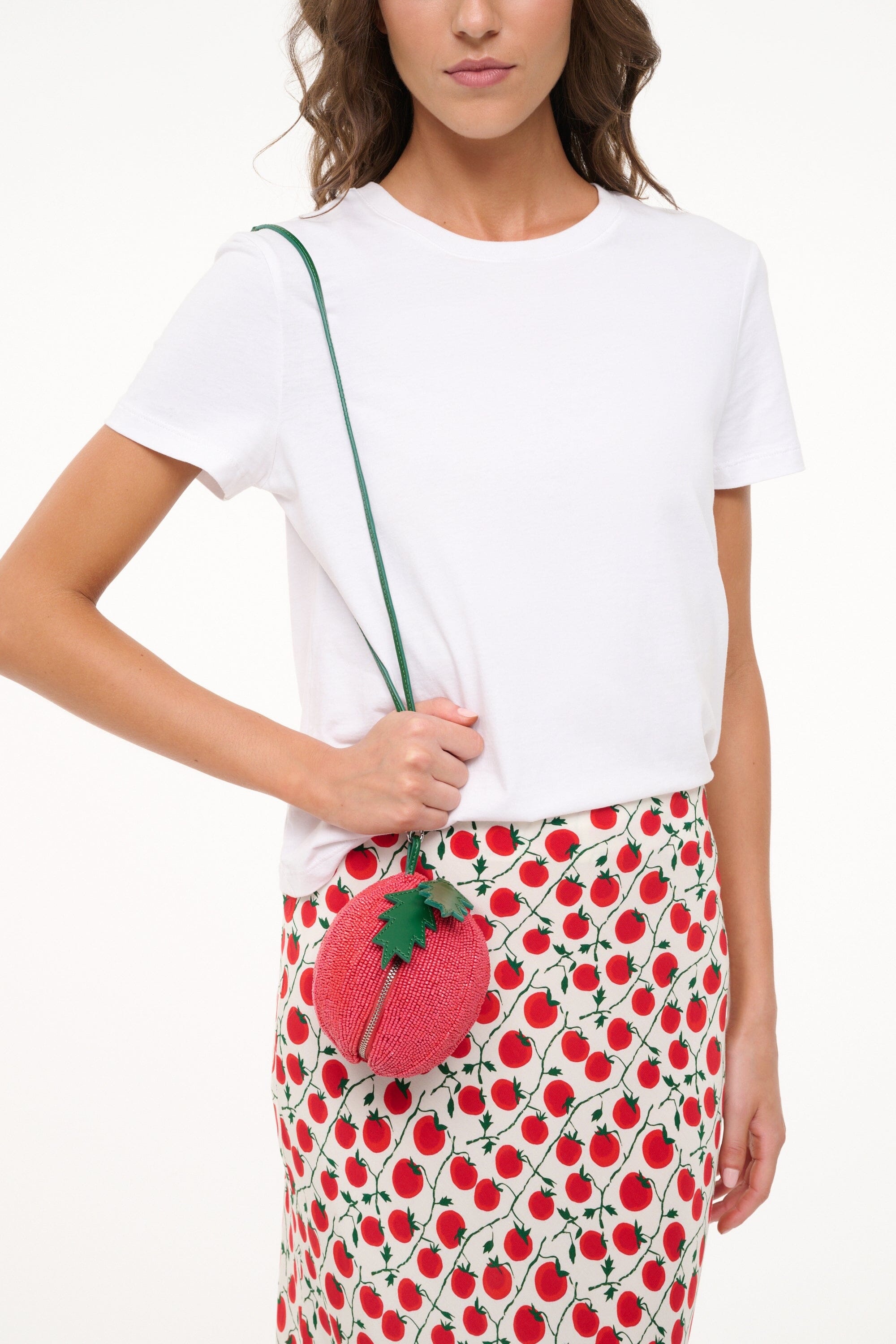STAUD CAMPARI BEADED BAG TOMATO - 2