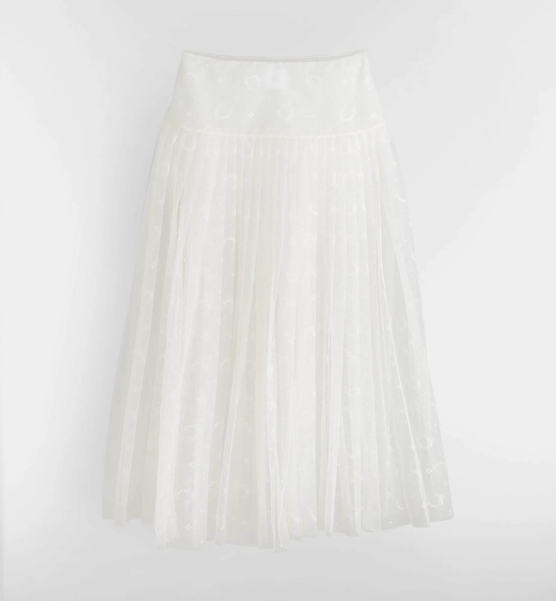 Mid-Length Pleated Embroidered Skirt - 1