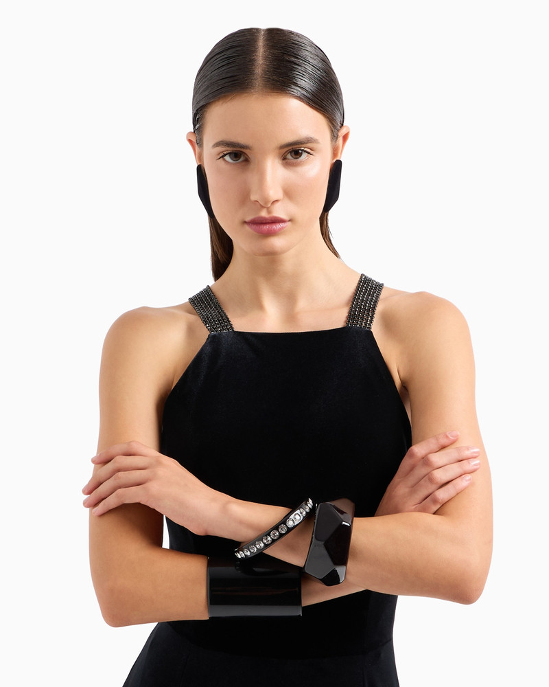 Chenille jersey long dress with rhinestone shoulder straps 7