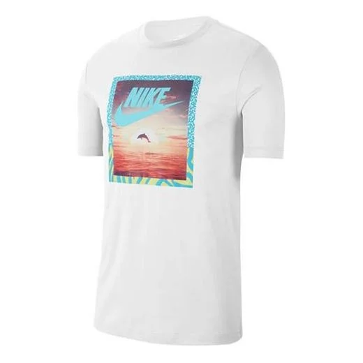 Nike Sportswear Printing Short Sleeve 'Aqua Photo White' CT6591-100 - 1