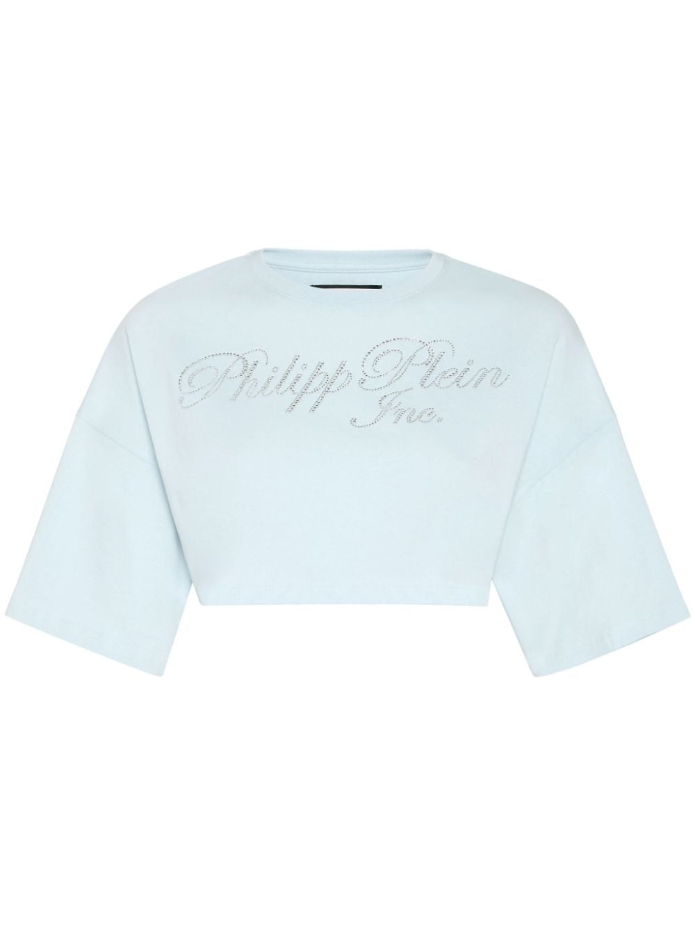 crystal-embellished logo-print cropped T-shirt - 1