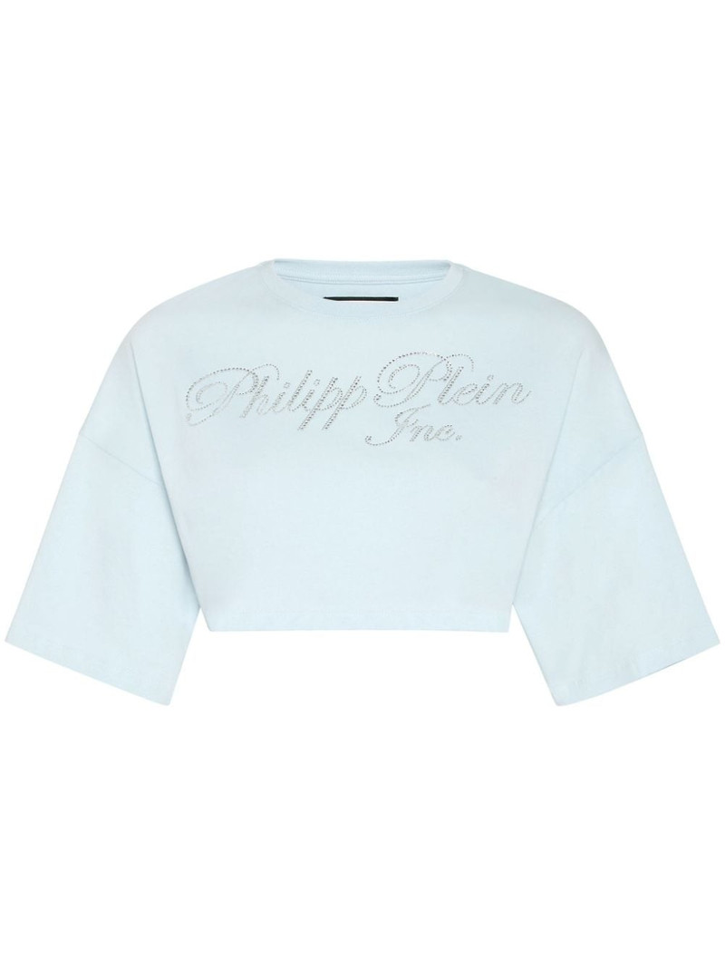 crystal-embellished logo-print cropped T-shirt 1