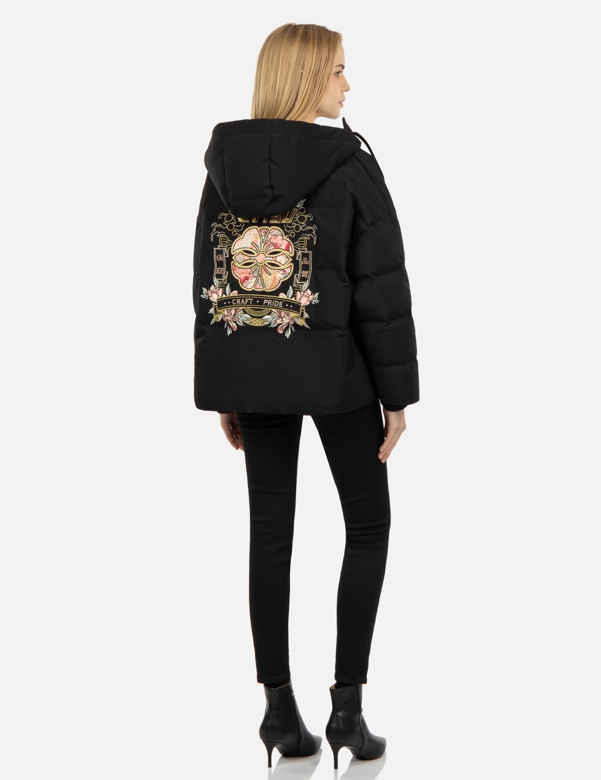 JAPANESE PATTERN KAMON EMBROIDERY DOWN JACKET - 3