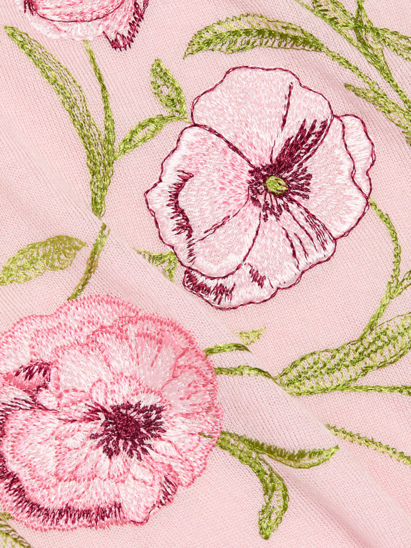 Women's Floral Embroidered Cashmere-Silk Top - Rose 7