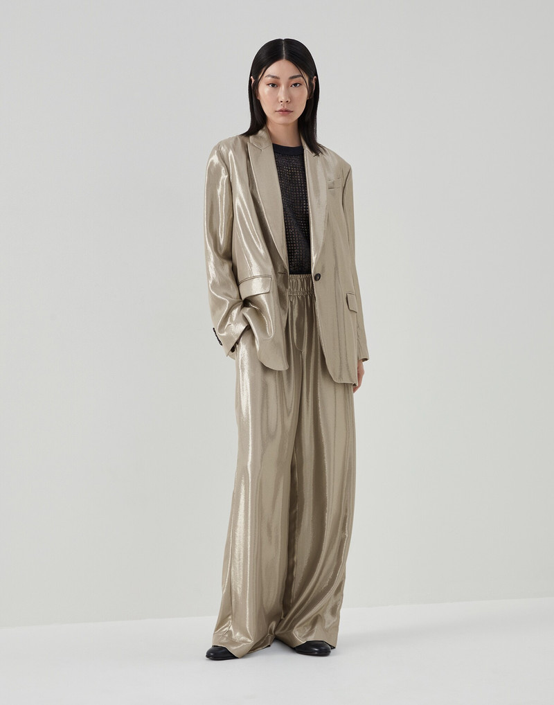 Brunello Cucinelli Sparkling gabardine blazer with monili outlook