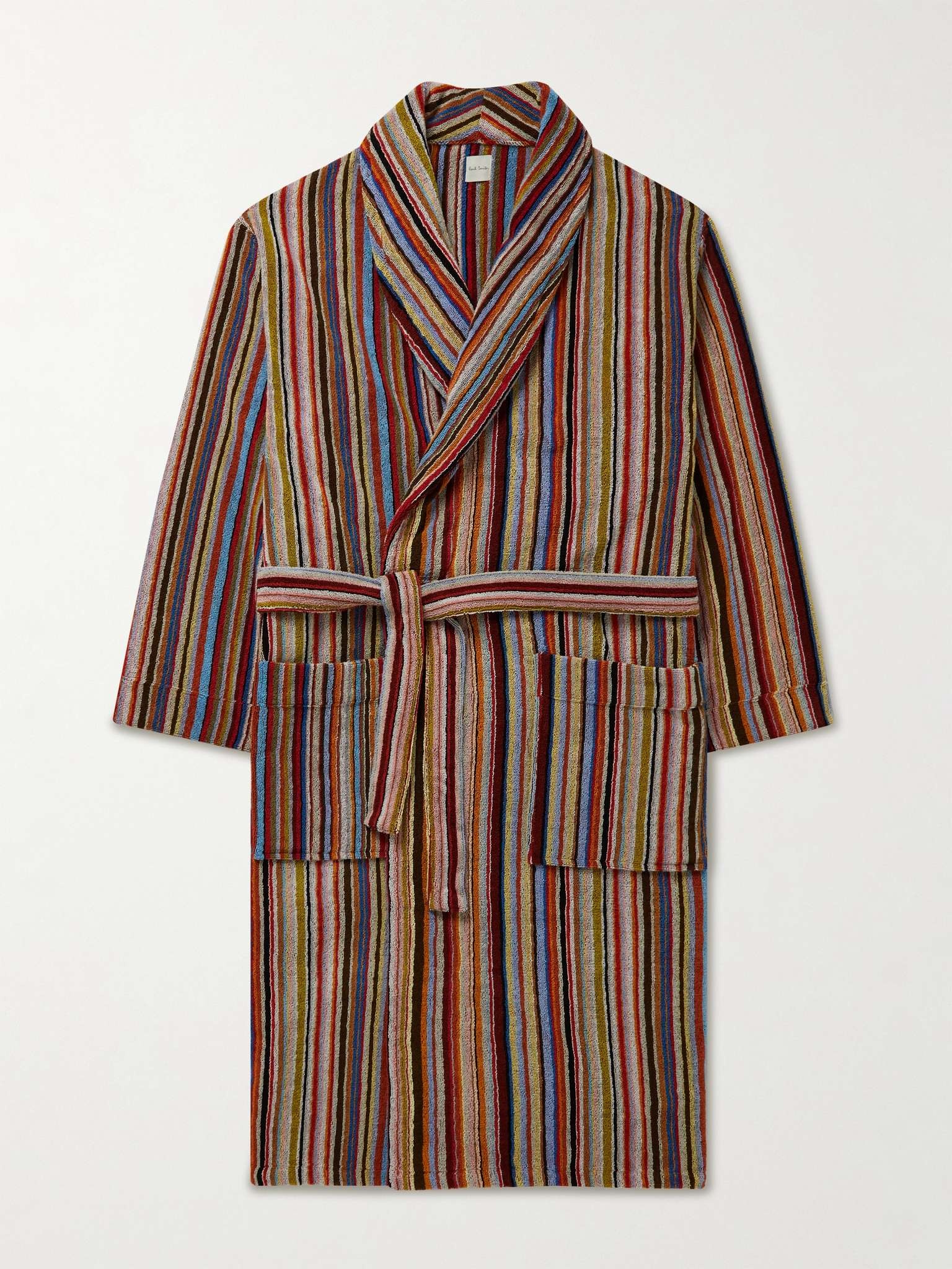 Belted Striped Cotton-Terry Robe - 1