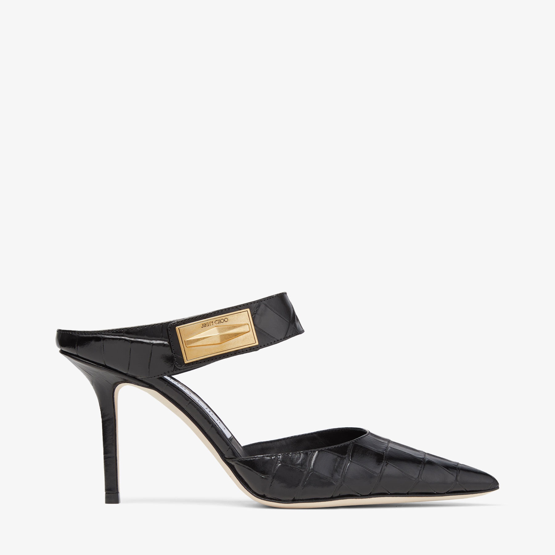 Nell Mule 85
Black Croc-Embossed Leather Mules - 1