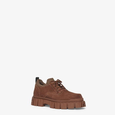 FENDI Brown suede lace-ups outlook