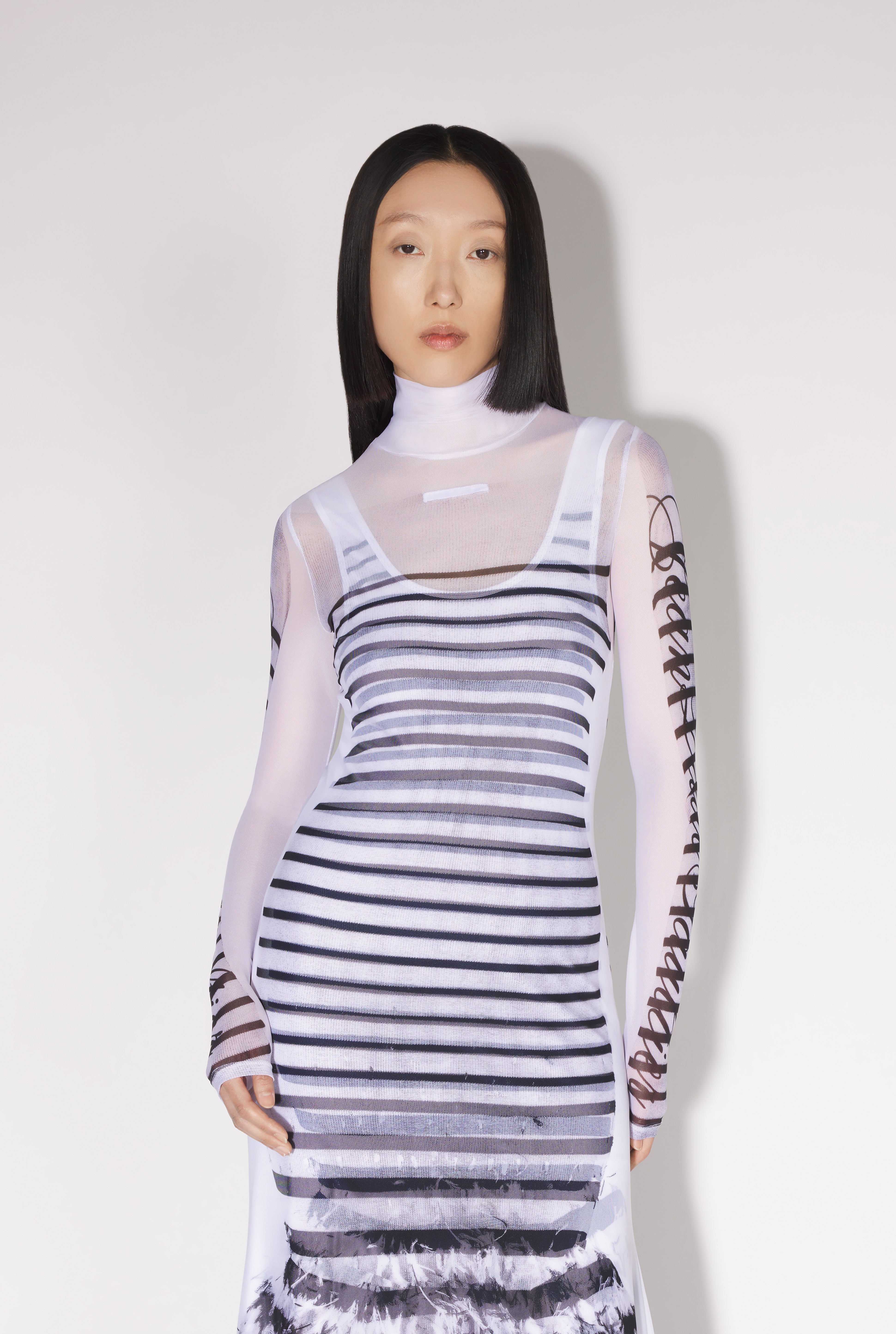 THE LONG KNIT MARINIÈRE FEATHER DRESS - 3