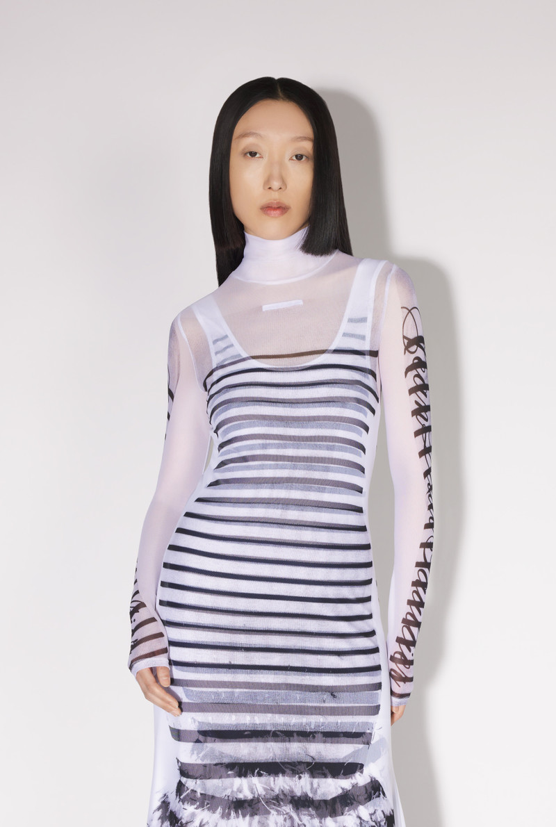 Jean Paul Gaultier THE LONG KNIT MARINIÈRE FEATHER DRESS outlook