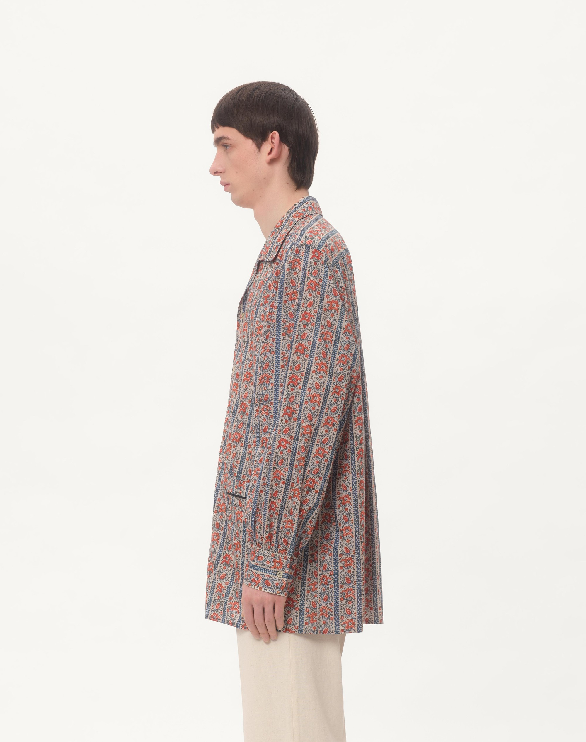 COTTON MUSLIN PAJAMA SHIRT WITH VOYAGE IMAGINAIRE PRINT - 7