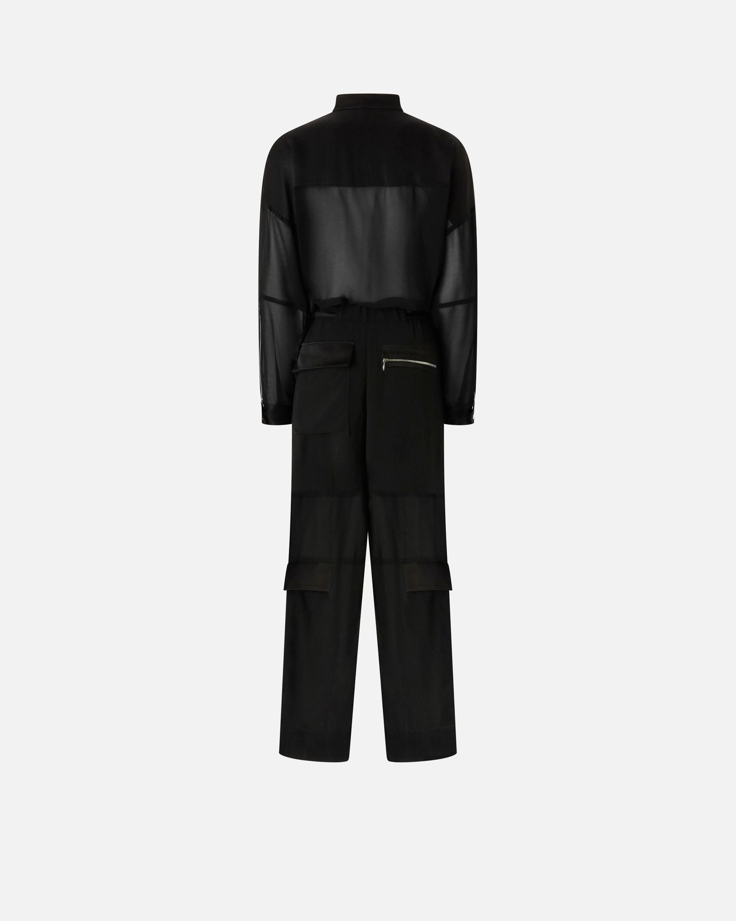 CARGO JUMPSUIT IN GEORGETTE AND SHINY SATIN - 6