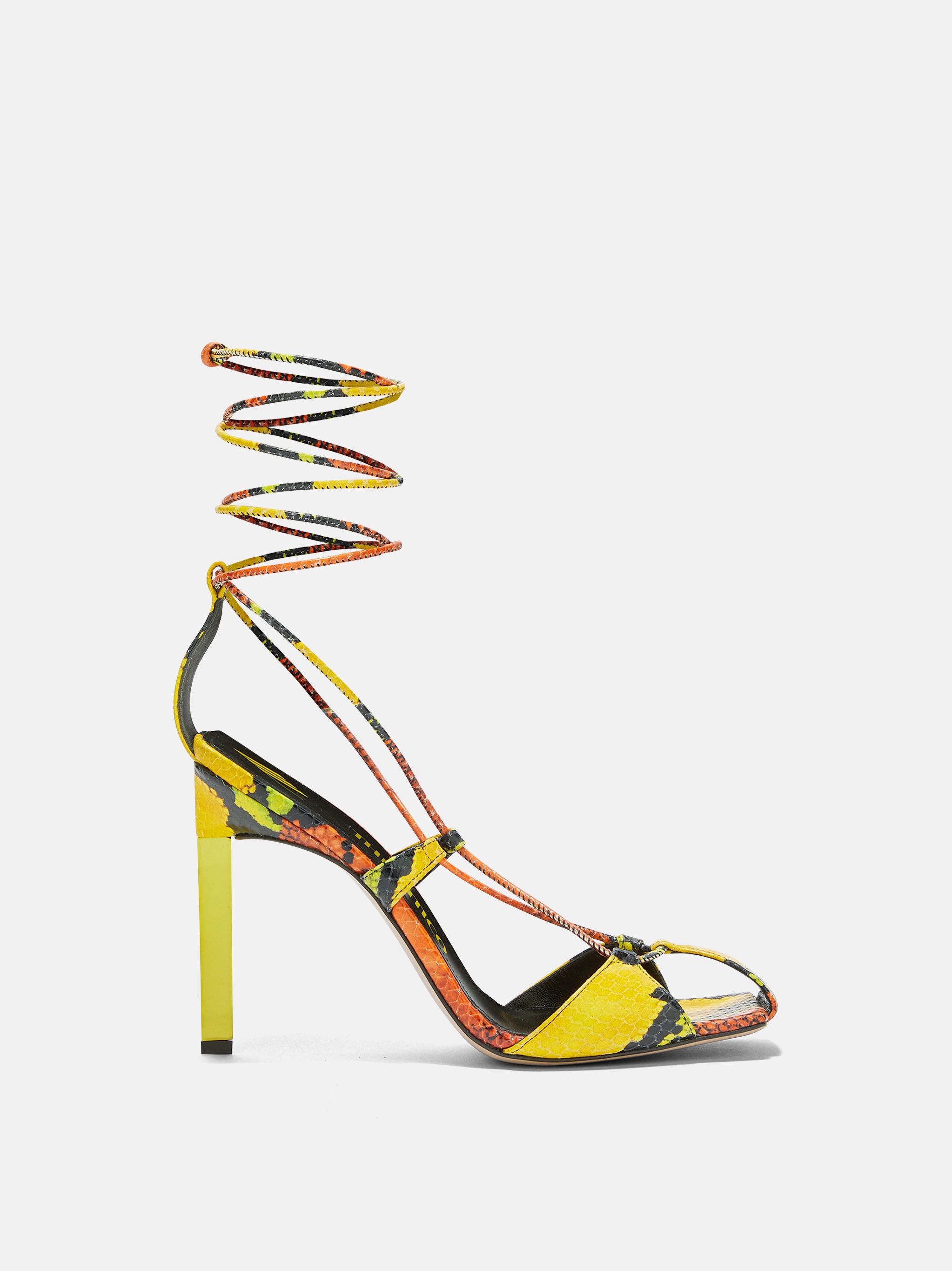 ''ADELE'' ORANGE ,BLACK, YELLOW AND GREEN LACE-UP SANDAL - 1