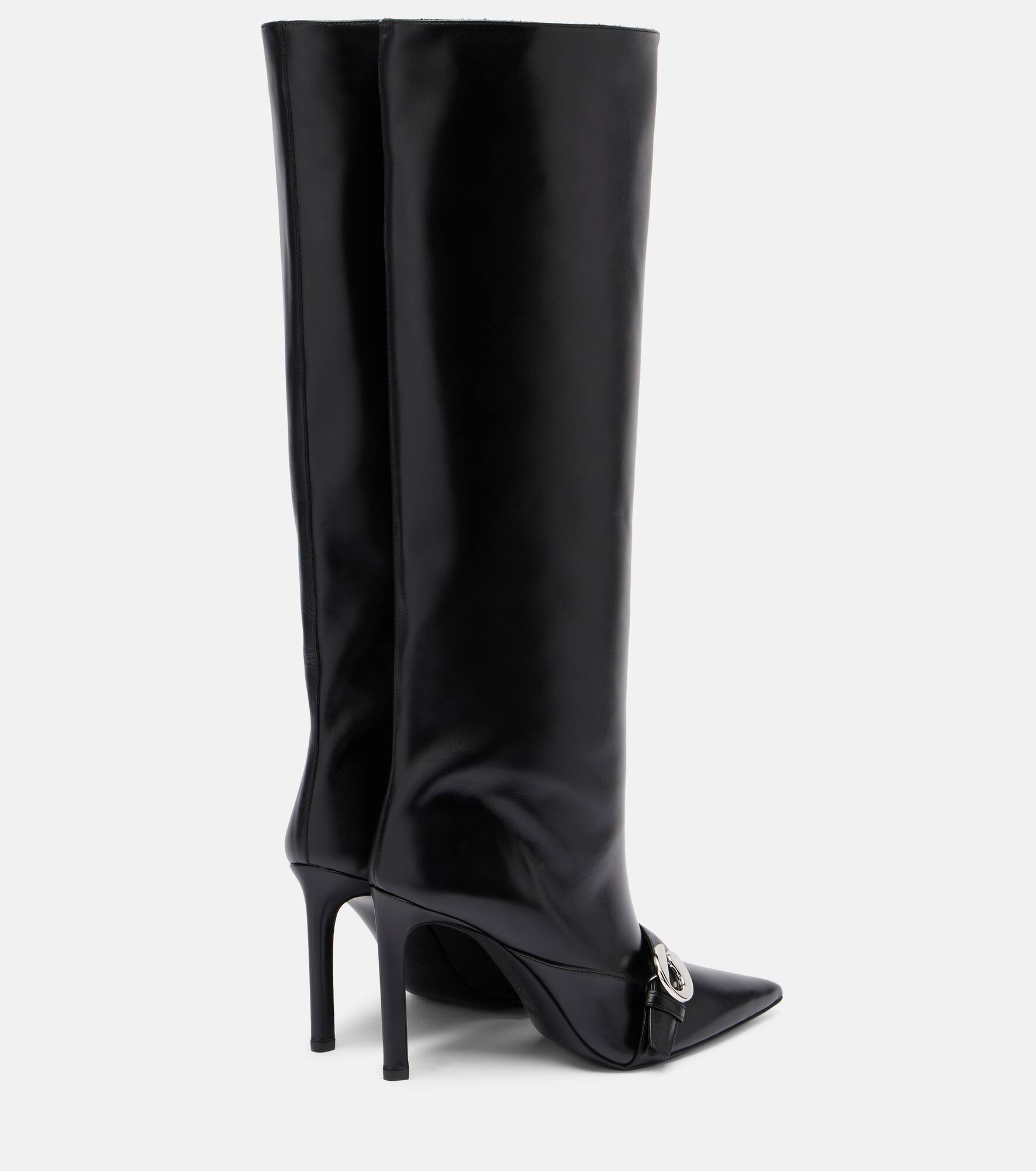 Logo leather knee-high boots - 2