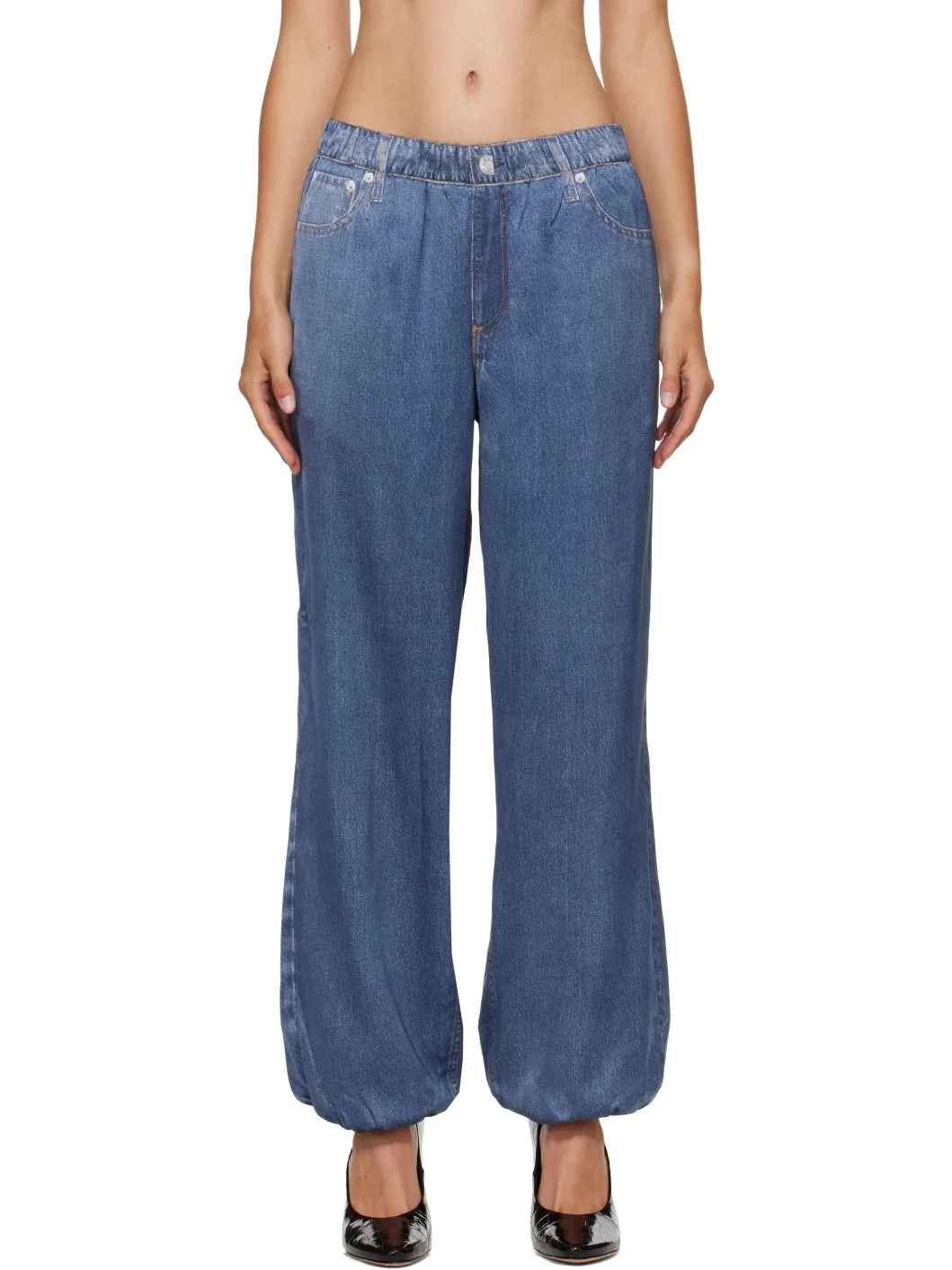Blue Miramar Satin Bubble Lounge Pants - 1