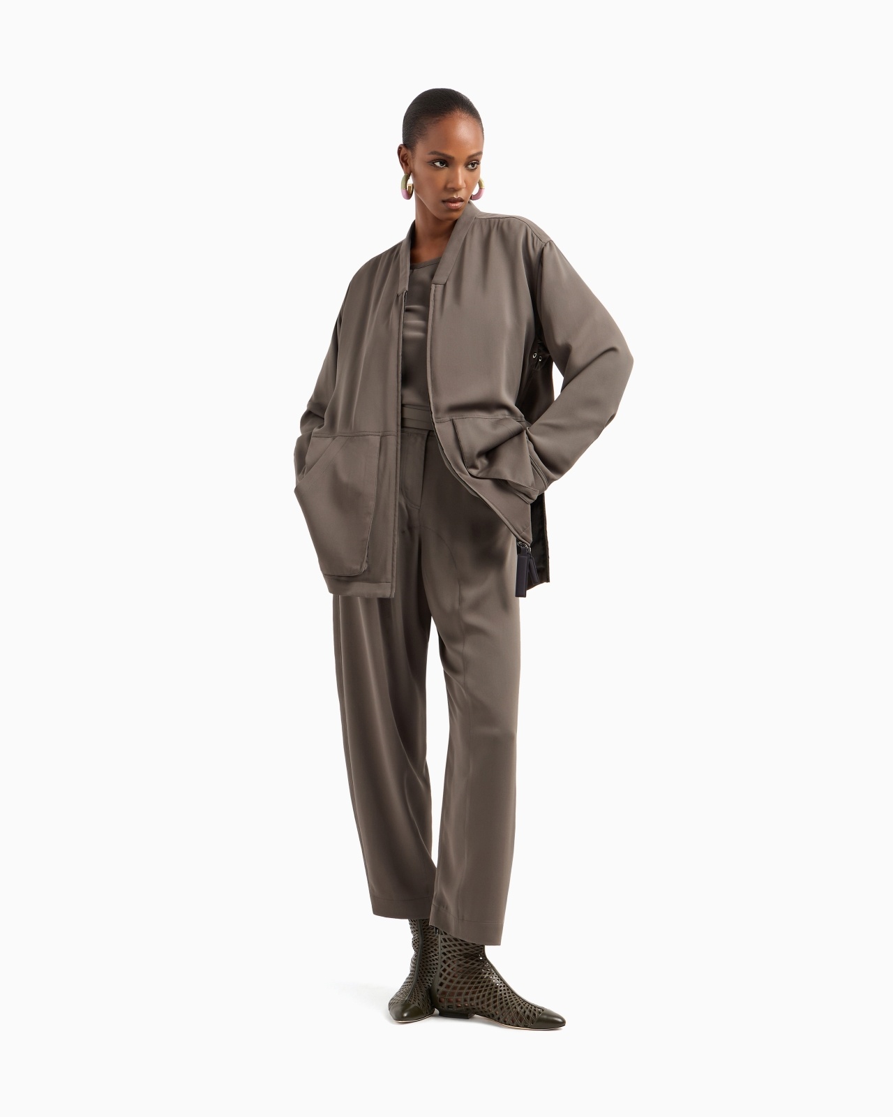 TRIPLE SILK GEORGETTE PEA COAT - 2