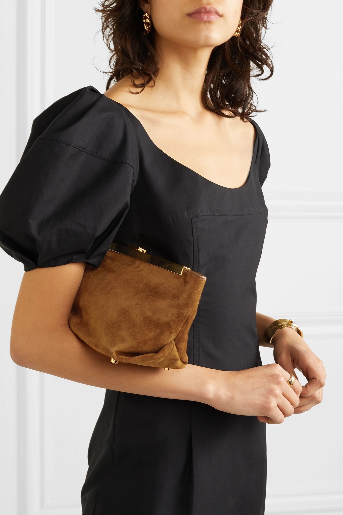 Envelope Pleat suede clutch  - 2