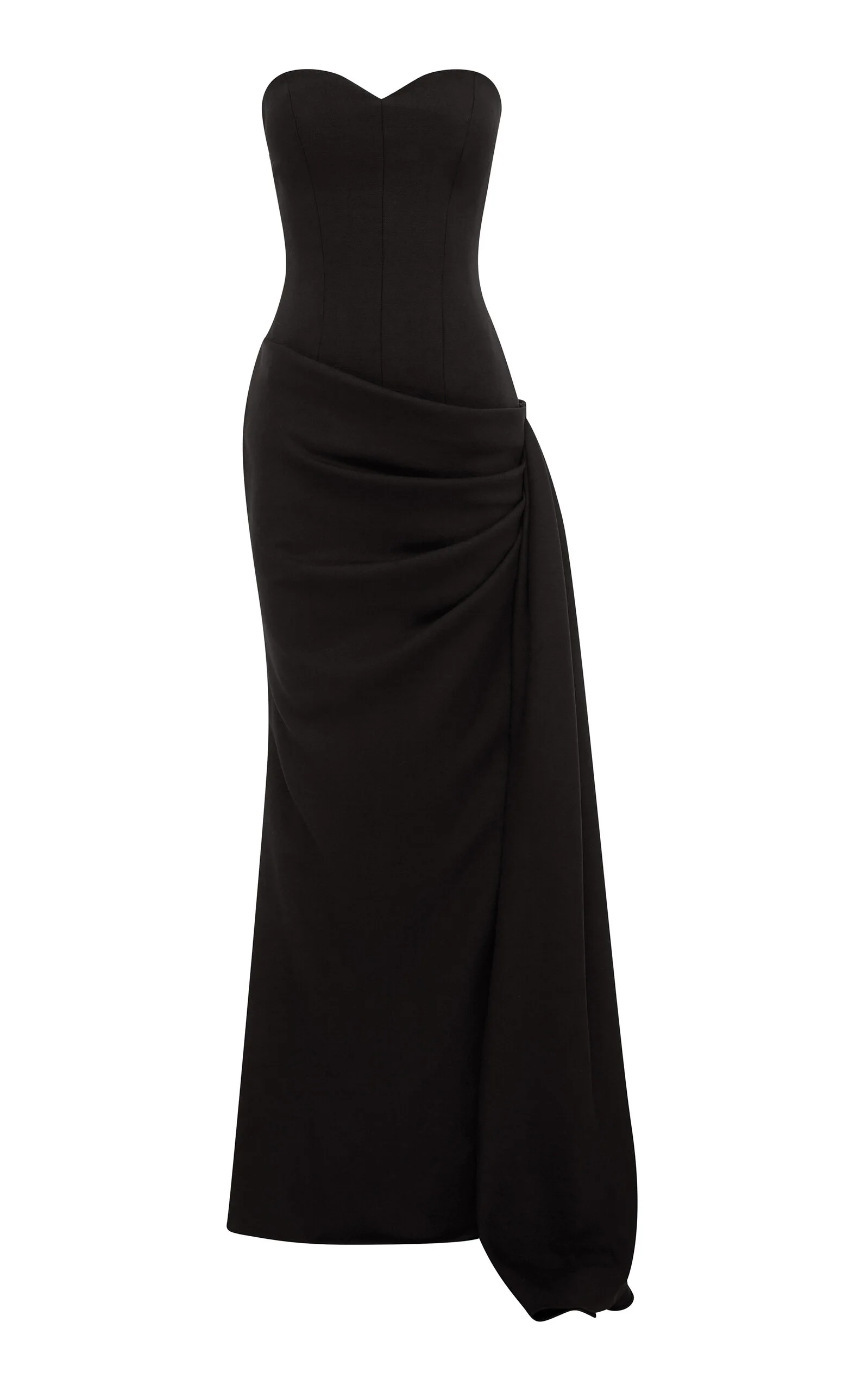 Sweetheart Draped Wool Gown black - 1