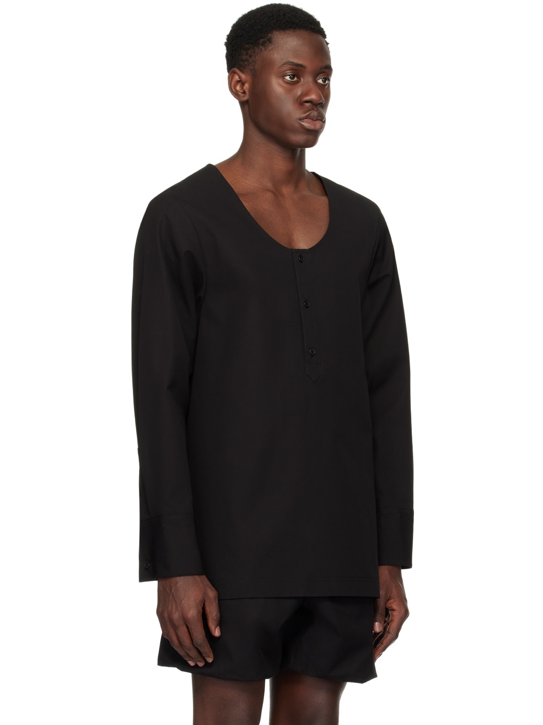 Black Scoop Neck Shirt - 2