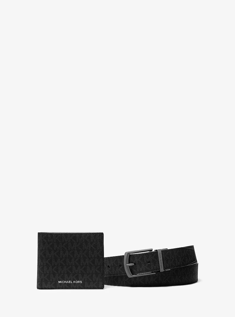 Signature Logo Billfold Wallet and Belt Gift Set - 1