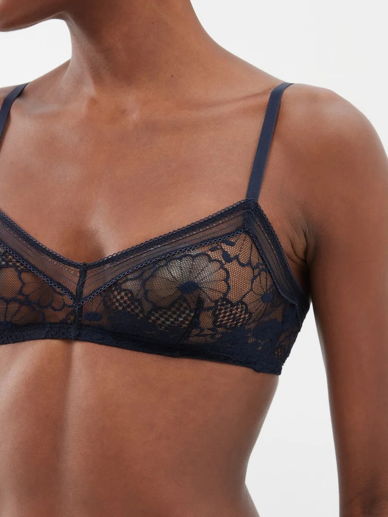 Divine pointelle-trimmed cashmere bralette