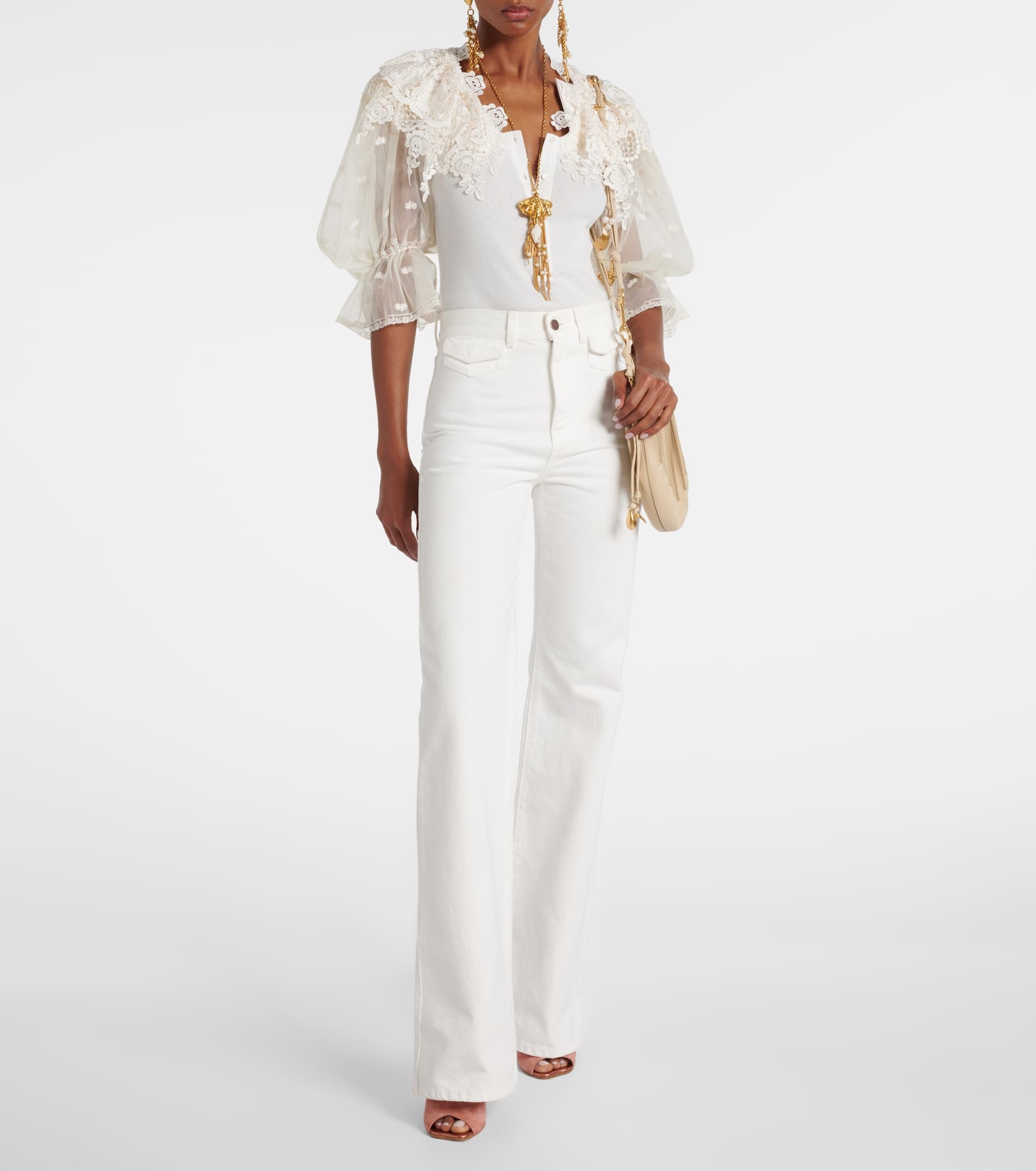 Guipure lace-trimmed cotton bodysuit - 2