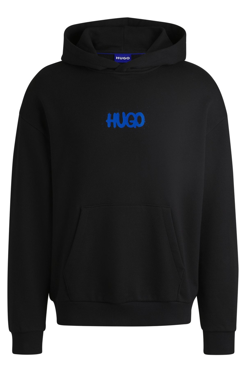 COTTON-TERRY HOODIE WITH HAPPY HUGO LOGO ON BACK 1